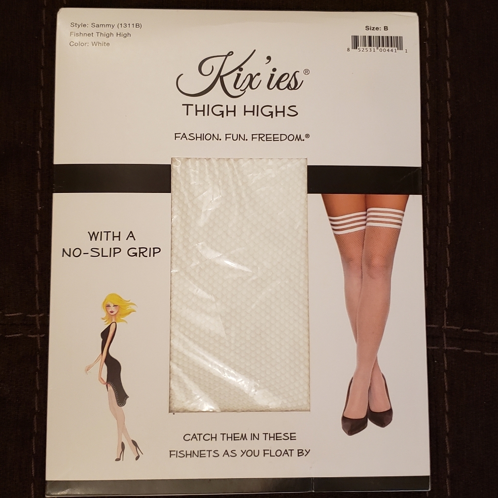 KIX'IES Fishnet Stay Ups (White)